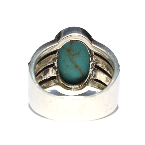 Vintage Turquoise Marcasite Sterling Silver Ring - Picture 4 of 6